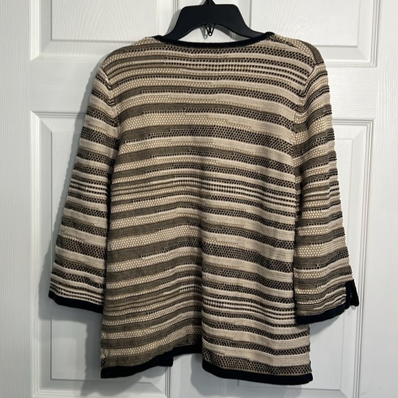 Draper’s & Damon’s Button Front Sweater - Size 1x - Brown, Black & White Striped - Picture 6 of 6